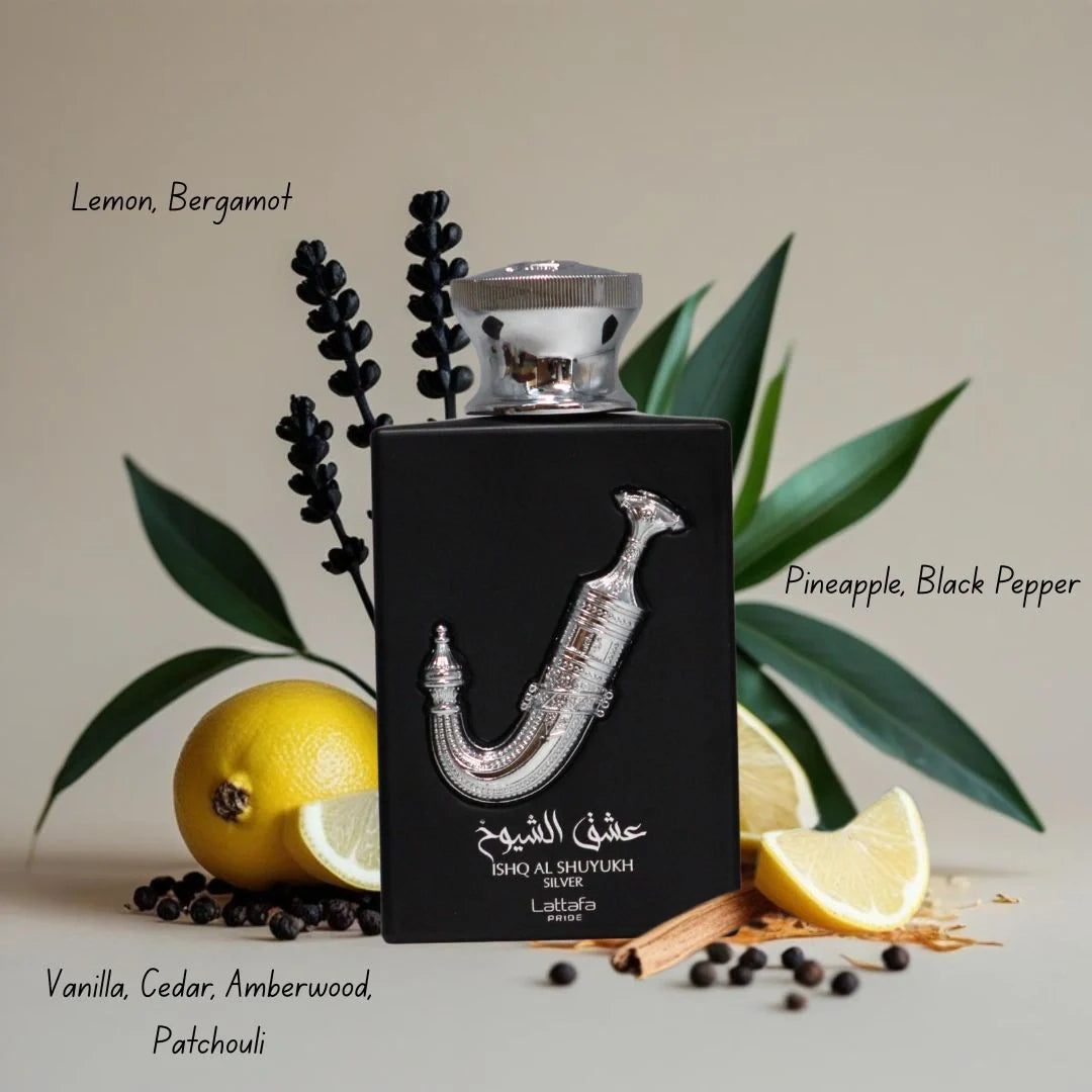 Lattafa Pride Ishq Al Shuyukh Silver 3 Piece Gift Set