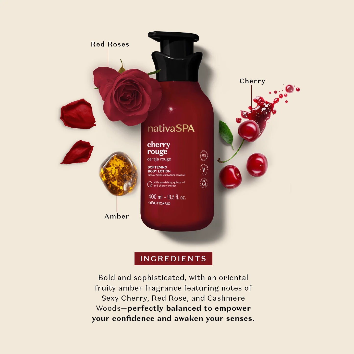 Nativa Spa Cherry Rouge Softening Body Lotion