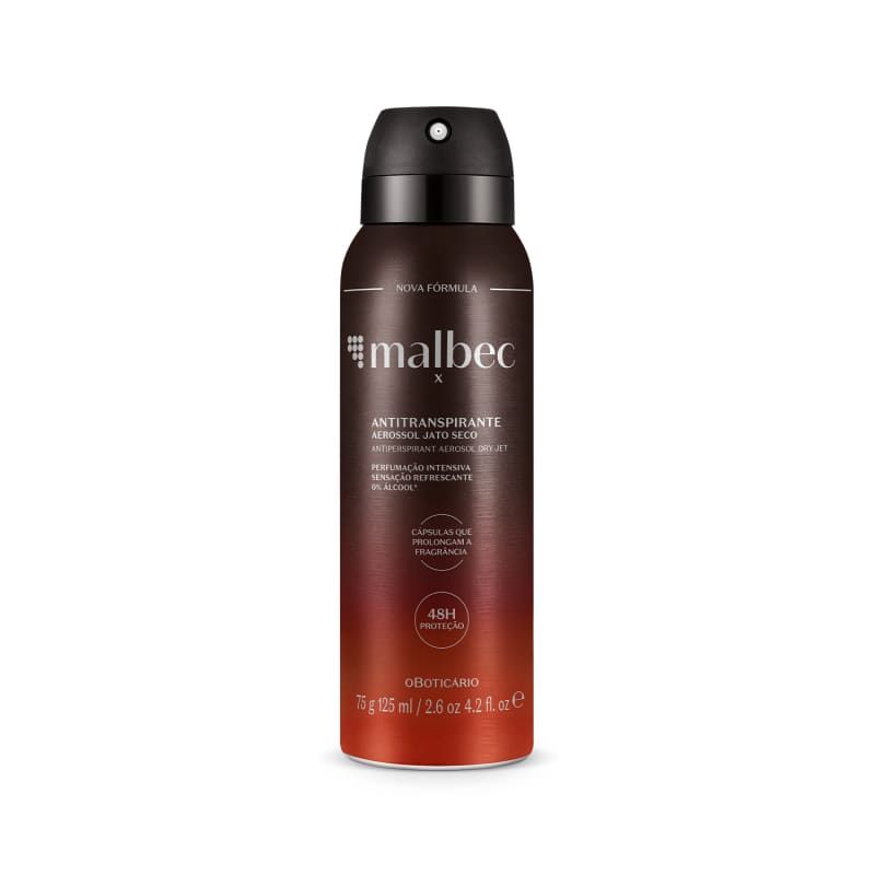 Oboticario Malbec X Antiperspirant Aerosol Deodorant 125Ml