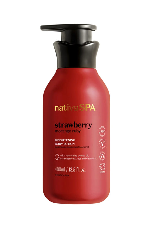 Loción corporal iluminadora de fresa de Nativa Spa