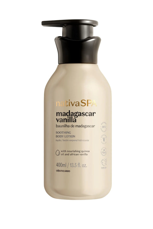 Loción corporal calmante de vainilla de Madagascar de Nativa Spa