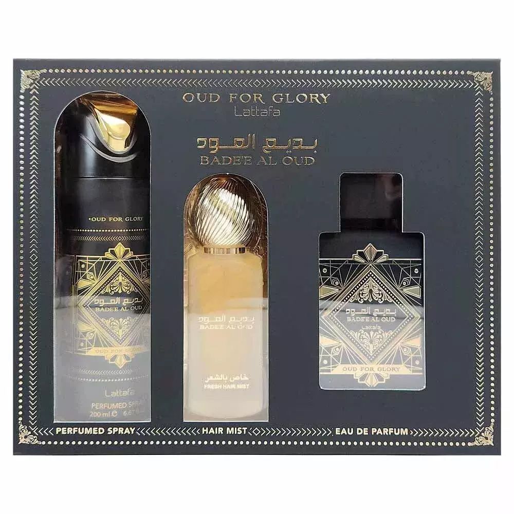 Lattafa Badee Al Oud For Men 3 Piece Gift Set